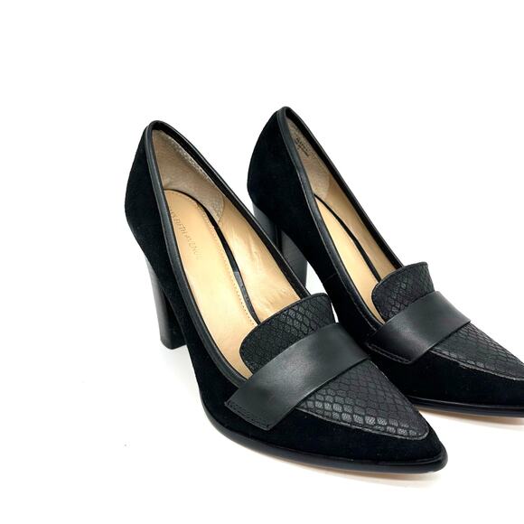 Saks Fifth Avenue Aileen Black Suede And Leather Pointed Toe Heels Womens Size 7 - Picture 8 of 13